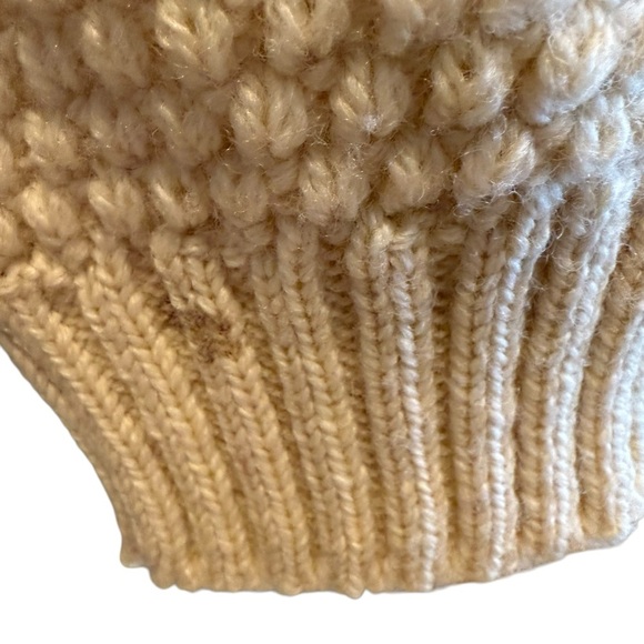 Vintage Cottage Knitwear Aran Wool Sweater Mens S/M Ivory Chunky Cable Fisherman - Picture 15 of 16
